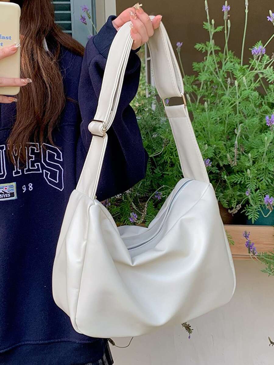 Minimalist Large Capacity Crossbody Bag - White - View 1