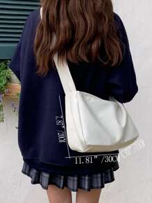Minimalist Large Capacity Crossbody Bag - White - View 5