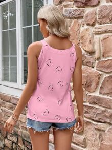 SHEIN LUNE Top tank con estampado de corazón - Rosa - Ver 2