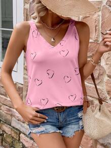 SHEIN LUNE Top tank con estampado de corazón - Rosa - Ver 5
