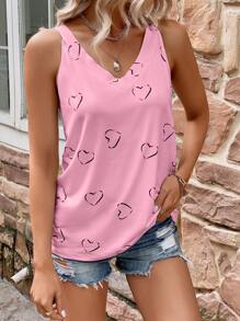 SHEIN LUNE Top tank con estampado de corazón - Rosa - Ver 6