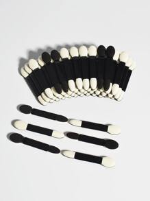 50支双色一次性眼影刷，一次性黑白眼影棒刷双头海绵眼影棒便携式迷你眼妆刷遮瑕海绵棒50支 - 黑與白 - 查看 1