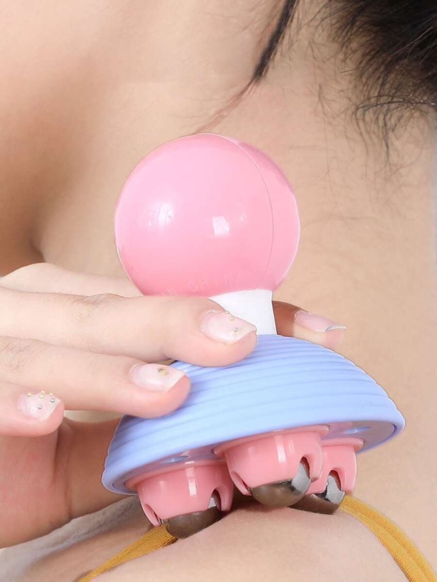 1 pieza Rodillo de masaje manual para músculos, cuello, espalda, pies, pantorrillas y piernas, herramienta de masaje corporal con rodillo y bola que se puede usar con aceites esenciales, con diseño portátil, ideal para escuela, viajes, hogar, spa y masajes