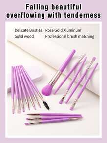 15pcs Makeup Brush Sets Premium Synthetic Hair Eyeshadow Blending Brush Sets Cosmetics Tools For Face And Eyes,Brush Set,Makeup Brush Kit,Make Up Brush Set,Make Up Set Complete,Makeup Brush Set,Complete Makeup Kit,Brush Kit,Brushes Makeup Set,Makeup Gift Set - Purple - View 5