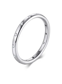 方晶鋯石裝飾銀婚戒適合女士新娘婚禮精細首飾類