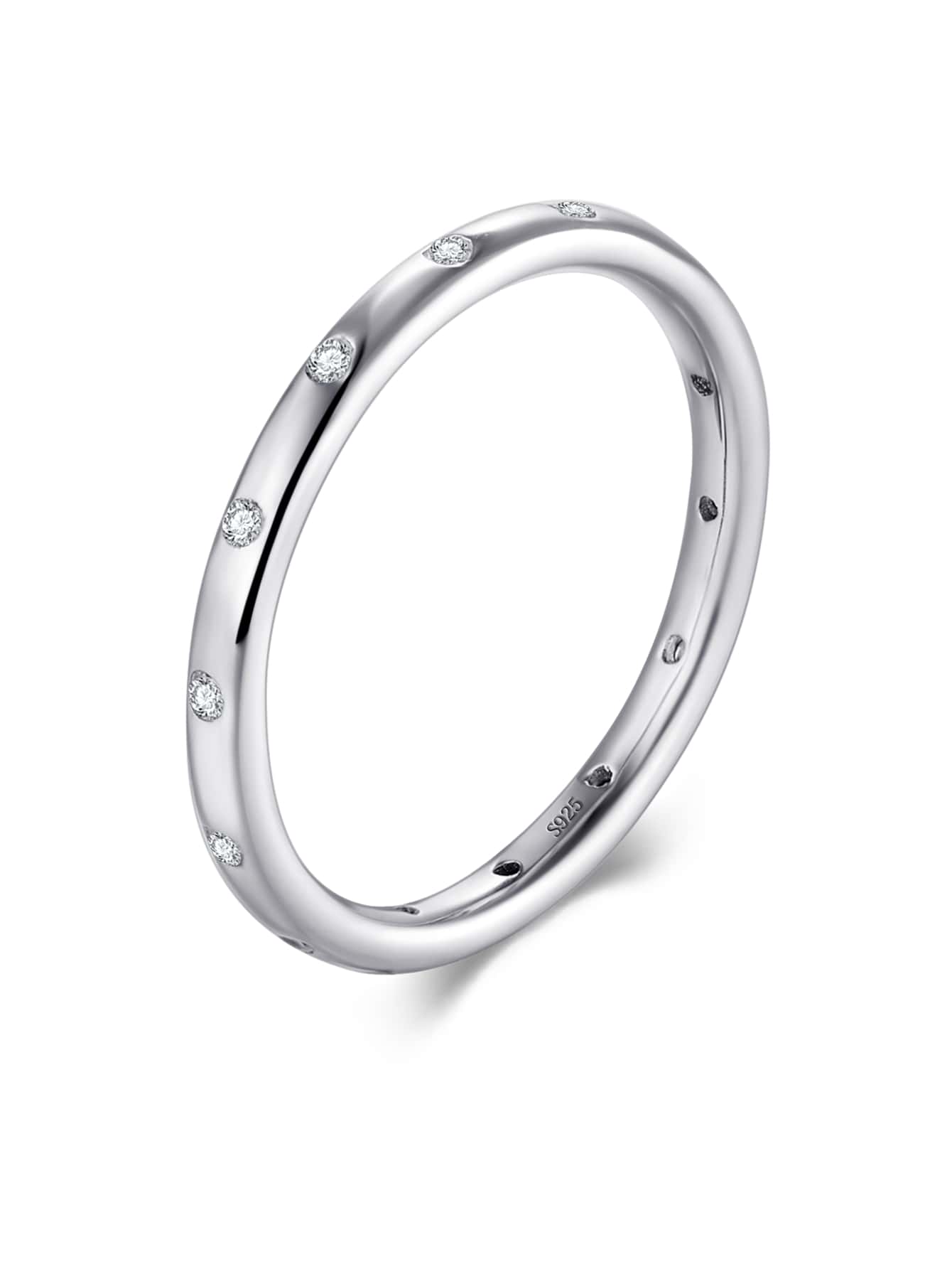 方晶鋯石裝飾銀婚戒適合女士新娘婚禮精細首飾類