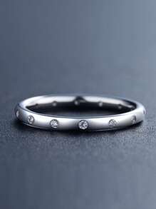 方晶鋯石裝飾銀婚戒適合女士新娘婚禮精細首飾類