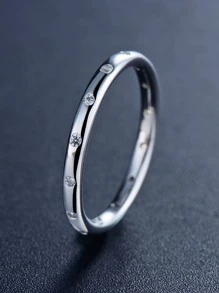 方晶鋯石裝飾銀婚戒適合女士新娘婚禮精細首飾類