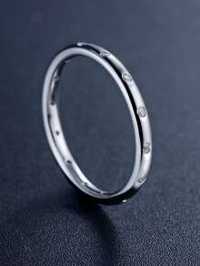 方晶鋯石裝飾銀婚戒適合女士新娘婚禮精細首飾類