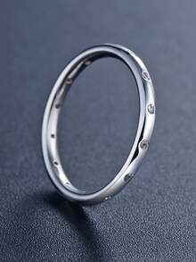 方晶鋯石裝飾銀婚戒適合女士新娘婚禮精細首飾類