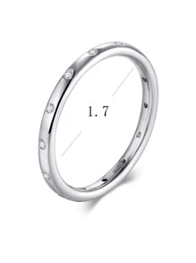 方晶鋯石裝飾銀婚戒適合女士新娘婚禮精細首飾類