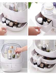 多层化妆品收纳盒，1个装，带防尘盖和便携提手，全开式防水盖，防尘抽屉，非常适合放在浴室台面、卧室梳妆台上，可作化妆包、旅行包、化妆收纳盒、化妆包、洗漱包、桌面收纳盒、化妆包、化妆袋、化妆品收纳盒、化妆包、首饰盒、化妆刷架、香水收纳盒等。是送给女性的礼物，也是圣诞礼物和送礼佳品。 - 白色 - 查看 6