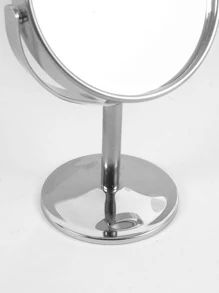 Rotatable Desktop Mirror, 1pc Round Double-Side Metal Makeup Mirror, Bathroom Mirror, Gift For Women Mom Wife Sister Teen Girl Friend,Makeup,Cheap,Room Decor,Vanity,Travel,Bedroom,Makeup Accessories,Mirror,Vanity Mirror - Silver - View 2