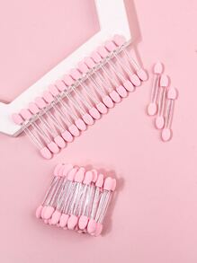 50支/套多功能眼影刷，带双头海绵头，亮片粉和美甲刷，美甲摩擦棒，眉刷，眼影刷，刷子 - 粉色 - 查看 5