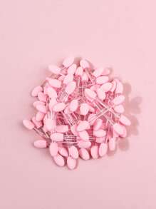 50支/套多功能眼影刷，带双头海绵头，亮片粉和美甲刷，美甲摩擦棒，眉刷，眼影刷，刷子 - 粉色 - 查看 6