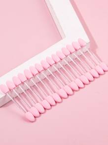 50支/套多功能眼影刷，带双头海绵头，亮片粉和美甲刷，美甲摩擦棒，眉刷，眼影刷，刷子 - 粉色 - 查看 7