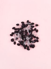 50pcs Multi-functional Eyeshadow Brushes With Transparent Handle, Sponge Applicator, Glitter Powder Brush, Mirror Powder Brush, Nail Art Friction Stick - Black - View 7