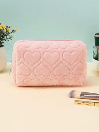 1 pieza Bolsa de maquillaje grande de peluche rosa con capacidad para mujer y niña, decoración para el dormitorio, baño, sala de estar, escritorio, viaje, boda, cumpleaños, Año Nuevo, regalos para papá, mamá, mejor amigo, maestro, hombre, organizador de joyas, caja de baño, perfume, maquillaje, almacenamiento