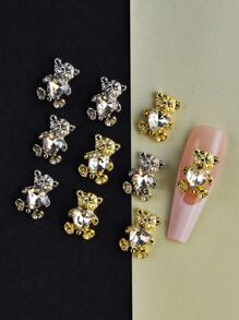 10 件装 3D 水钻装饰熊图案美甲装饰 DIY 指甲饰品 指甲宝石 美甲用品 - 彩色 - 查看 4