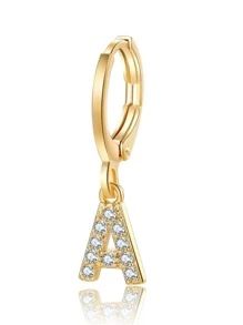 2對/套水鑽字母裝飾耳墜 - 金黃色 - 查看 16