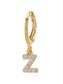 2對/套水鑽字母裝飾耳墜 - 金黃色 - 查看 25