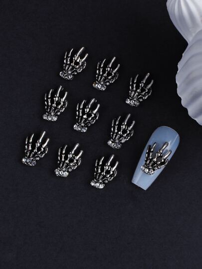 Halloween 10Pcs Skeleton Design Nail Art Decoration Diy Nail Charms Nail Gems Nail Supplies Nails