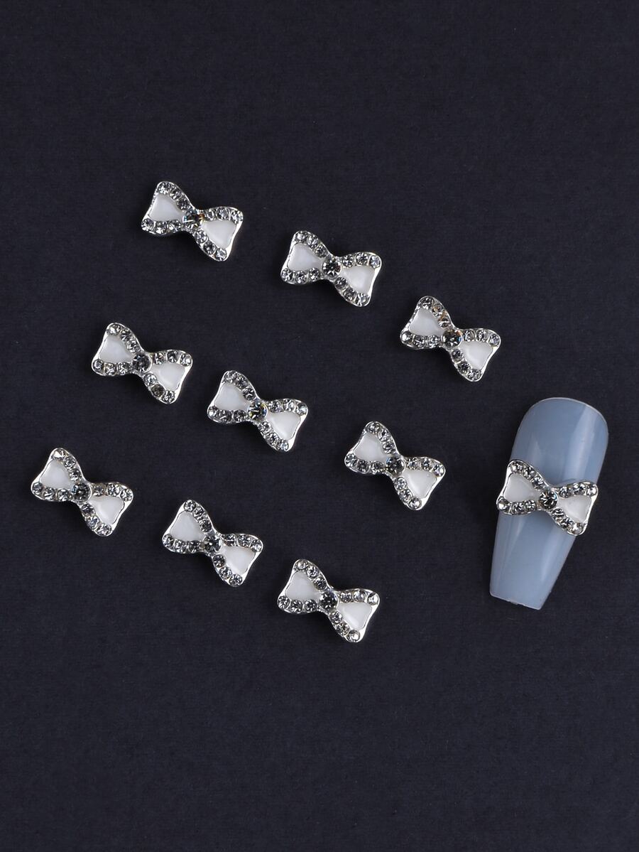 10pcs 3D Rhinestone Bow Design Nail Art Decoration - Multicolor - View 1