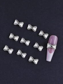10pcs 3D Rhinestone Bow Design Nail Art Decoration - Multicolor - View 4