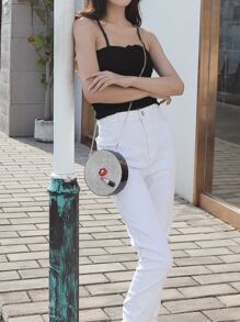 Mini Diamond Round Acrylic Party Evening Bag - Silver - View 7