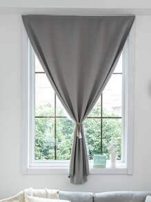 Rèm đơn màu trơn, Rèm đơn màu xám polyester hiện đại cho phòng ngủ và phòng khách - Màu Xám nhạt - Xem 1