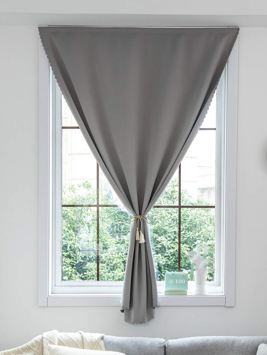 Rèm đơn màu trơn, Rèm đơn màu xám polyester hiện đại cho phòng ngủ và phòng khách - Màu Xám nhạt - Xem 1