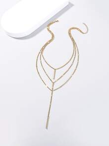 Nooxian Vòng cổ Y Lariat nhiều lớp tối giản - Vàng - Xem 5