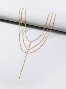 Nooxian Vòng cổ Y Lariat nhiều lớp tối giản - Vàng - Xem 7