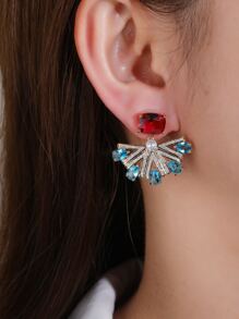 Cubic Zirconia Decor Drop Earrings - Multicolor - View 4