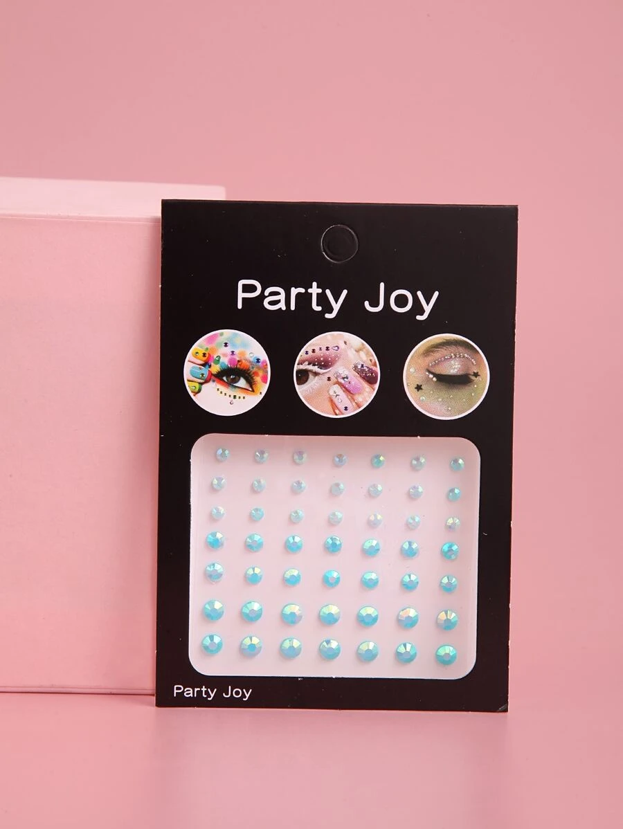 Party Joy 1 nhãn dán hình xăm khuôn mặt rhinestone - Màu xanh lam - Xem 1