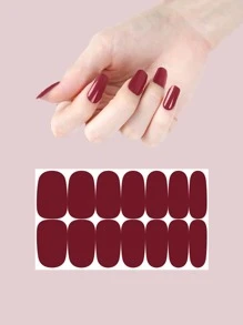 1 hoja Pegatina de arte de uña liso & 1 pieza lima de uñas - Burdeos - Ver 1