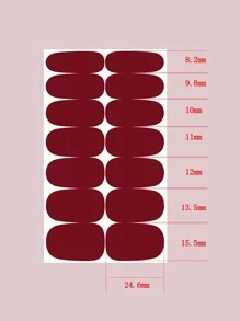 1 hoja Pegatina de arte de uña liso & 1 pieza lima de uñas - Burdeos - Ver 3