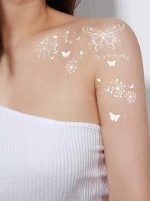 Hình xăm dán , 1 tờ Loại bướm & Hoa Hình xăm tạm thời Đối với phụ nữ , Hình xăm dán Người lớn , Thực tế Hình xăm Loại bướm , Đối với phụ nữ Và Cô gái - trắng - Xem 1