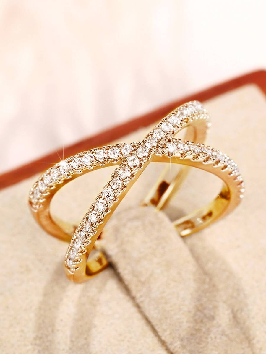 1pc Glamorous Cubic Zirconia Ring For Women For Valentine's Day Gift Wedding Party Jewelry Valentines,Mom,Mother,Mother's Day,Gift