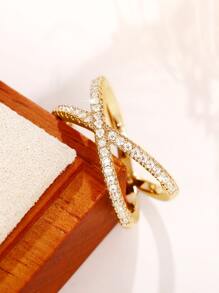 1pc Glamorous Cubic Zirconia Ring For Women For Valentine's Day Gift Wedding Party Jewelry Valentines,Mom,Mother,Mother's Day,Gift - Yellow Gold - View 5