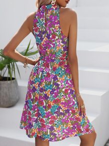 Breezaya Đầm Nút Hoa Tất cả trên in Boho - Nhiều màu - Xem 2