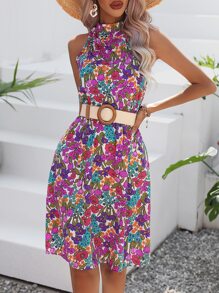 Breezaya Đầm Nút Hoa Tất cả trên in Boho - Nhiều màu - Xem 5