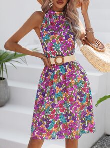 Breezaya Đầm Nút Hoa Tất cả trên in Boho - Nhiều màu - Xem 6