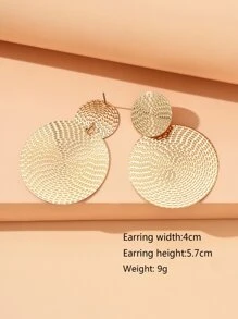 Textured Round Drop Earrings - Yellow Gold - View 3