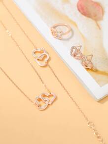 5入組/套水鑽裝飾首飾套裝 - 玫瑰金 - 查看 2