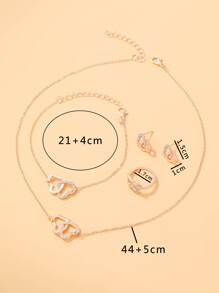 5入組/套水鑽裝飾首飾套裝 - 玫瑰金 - 查看 4