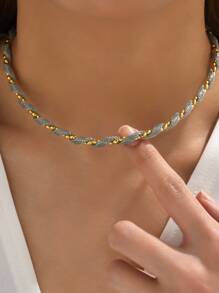 Two Tone Chain Necklace - Multicolor - View 1