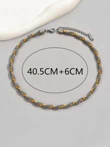 Two Tone Chain Necklace - Multicolor - View 4