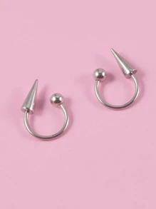 2 Cái/bộ Nón Trang Trí Nhẫn Môi Thép Không Gỉ Phổ Biến Xuyên Cơ Thể Món Quà Trang Sức Dành Cho Nữ & Nam - Bạc - Xem 4