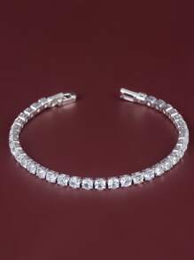 1入鑲嵌水晶裝飾精美手鍊,適合日常佩戴 - 銀色 - 查看 11